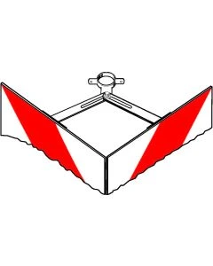 Spezialhalterung RJH aus feuerverzinktem Stahl, montierbar für zwei Richtungstafeln 500×500 mm, mit Einstellbereich 60–110 Grad und Ø60-mm-Rohraufnahme